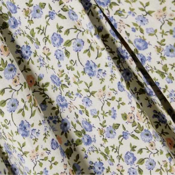 Reformation Sigmund Floral Long Sleeve Dress - Cream,Blue and Green Floral Sz 8 - Picture 6 of 9